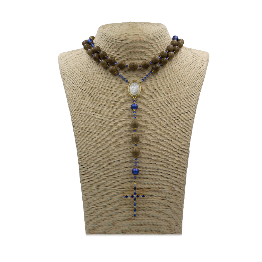 CHUOI-TRAM-HUONG-MAN-COI-XO-CUOC-BAU-DUC-XANH-01 Chuỗi Mân Côi Trầm hương, Đức Mẹ xà cừ, Thánh giá Swarovski - Ảnh 1