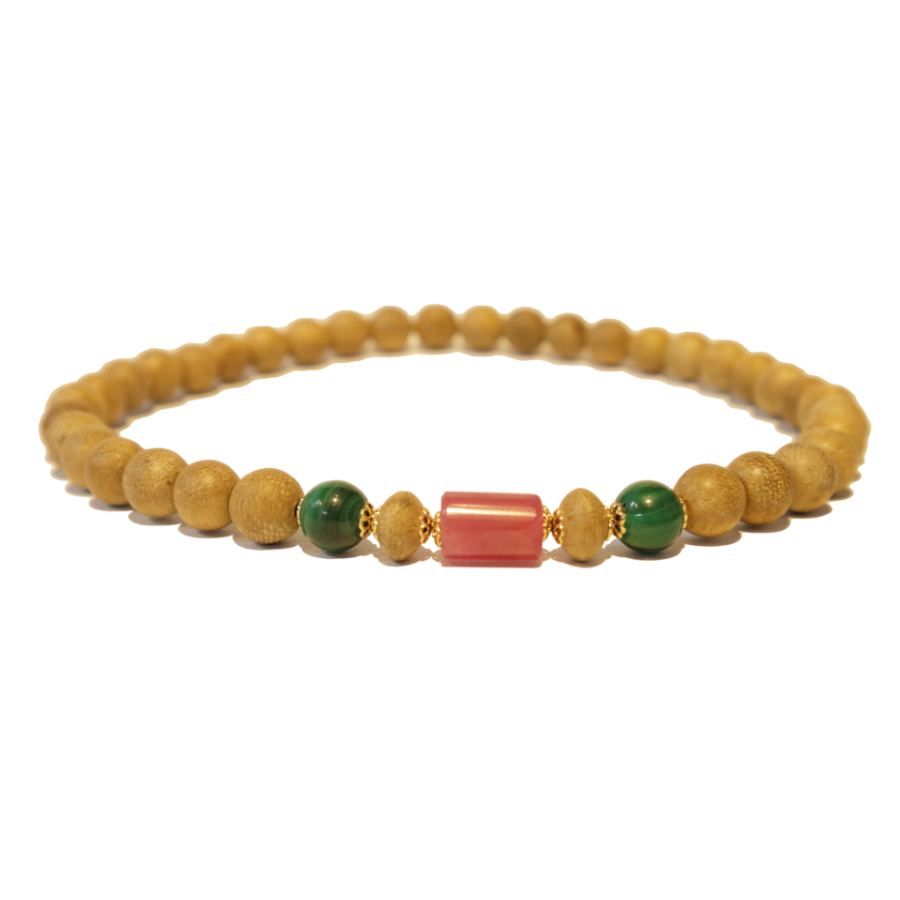 Chuỗi hạt Trầm hương phối Rubi, đá tự nhiên và chuôi Goldfield Chuỗi đeo tay Trầm hương, hạt 8ly phối Ruby, Đá lông Công và Chuôi Gold Filled - Ảnh 1